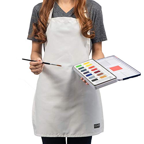 Gidabrand White Aprons For Kids – Chef & Art Apron For Children – Ideal Child Apron For Cooking, Baking, Painting Or Decorating Party - Baking Wear For 5-12 Year Olds (White, 1) #TOP3