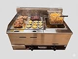Le Barbecue Gaulois Plancha Gaz avec Friteuse, Combiné en Inox, 9400W, Butane/Propane