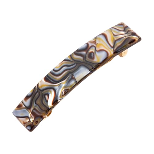 Faux Shell Hair Barrette for Thin Hair, Classic Rectangle French Barrette for Women, Lightweight and Comfortable, Strong Hold, Onyx Grey | France Luxe