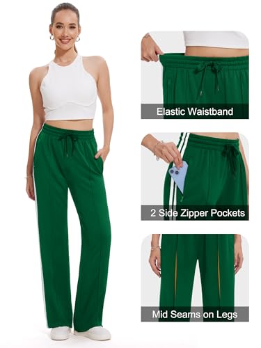 Tapata Short Women's 26" Inseam Sweatpants Open Bottom Workout Track Pants Zipper Pockets Lightweight Soft Joggers, Green, L - image 5
