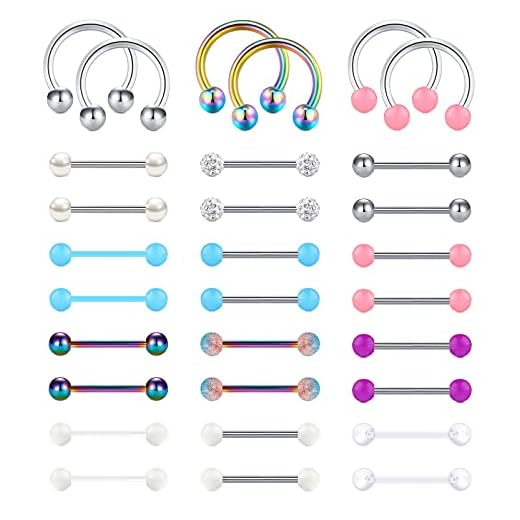incaton Bröstvårta tungstänger bröstvårta ringar söt bröstvårta smycken 14 g tungstänger metall rostfritt stål bröstvårta tunga skivstång piercing smycken silver/svart/roséguld, Titan Rostfritt stål