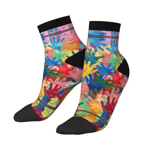 Kids Hand Print Print Sporty Straight Tube Socks For Running Enthusiasts,Breathable And Fashionable2