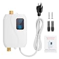 Electric Water Heater, Tankless Instant Hot Water Heater Under Sink, 110V 3000W Mini On Demand Water Heater for RV Kitchen Bathroom, White