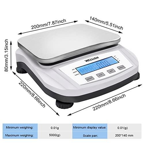Image of Lab Scale 5000g /0.01g High Precision Digital Scale Analytical Balance Electronic Scale for Kitchen Lab Weighing