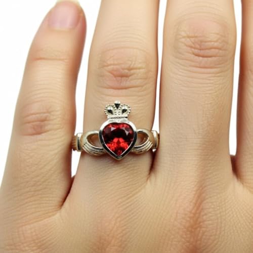 Image of Choose Your Color Natural Gemstone Irish Claddagh Silver Ring Friendship Love 55 Carat Brand Size 5 to 12