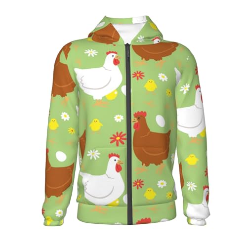 Happy Chicken Family Kid Hoodies Boys Zip Up Sweatshirts Girls Pullover with Pocket2