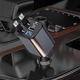 Enterlifeシガーソケット充電器 4in1小型設計 カーチャージャー 69W急速充電 (80cm巻き取り式 タイプc/USB-Cケーブル)iPhone17/17Pro/17ProMax/iPad/Android/Galaxy/各種 その他機器対応
