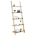 COSTWAY Leiterregal Bambus, 5-stufiges Standregal, Bücherregal mit Ablagen, Wandregal, Mehrzweck-Regal für Wohnzimmer & Küche & Bad, Treppenregal Lagerregal Badregal Wandlehnregal, 64x45x181cm