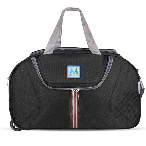 Image of M MEDLER Jerry Duffle Bag | Waterproof Strolley Duffle Bag | 2 Wheel Duffel Bag | Luggage Bag with Adjustable Strap (Black)