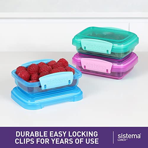Sistema Lunch Collection Food Storage Containers, Blue, Green, Pink 6.7Oz #TOP1