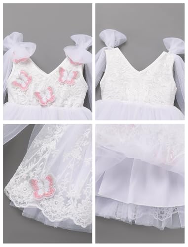 Infant Butterfly Floral Lace Tulle Dress Baby Flower Girl Wedding Dress Toddler Easter 1st Birthday Christening Outfits3