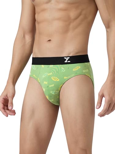 Image of XYXX Men's Surf Super Combed Cotton Regular Fit Printed Antibacterial Briefs with No Marks Waistband