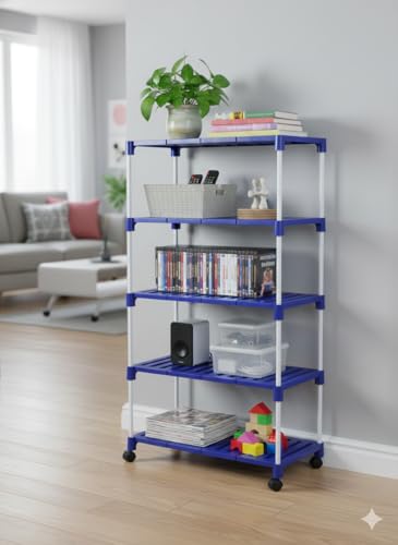 Image of CIPLA PLAST Space-Saving Classy Shoe Organizer, with Wheels, Storage Rack Covered Shoe Rack with Dustproof Fabric Cover, Powder Coated Metal Frame & Fabric Organizer (Large, 5 Layer)