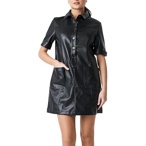 EZAPINE Faux Leather Mini Dress Cover