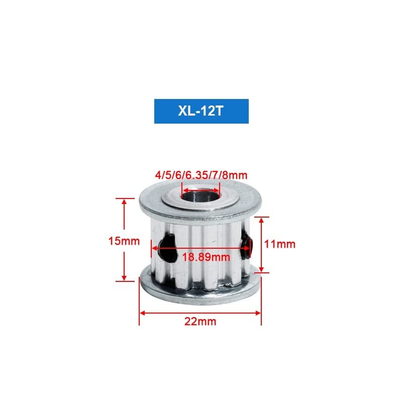 Puleggia Sincrona XL A 12 Denti - Alluminio, Larghezza Cinghia 11 Mm, Foro 4-12 Mm (Scegli La Misura)