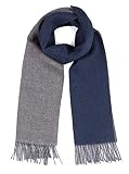 Alpaca Wool Scarf - 100% Pure Baby Alpaca - Double Sided Reversible Contrast Scarf (Navy Gray)