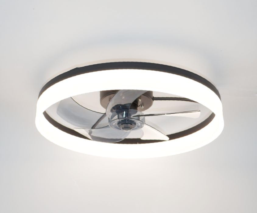 PAPUQ Ventilador de techo con luz, silencioso DC, mando a distancia, NEGRO, Ø 50cm, tono de luz ajustable y regulable.