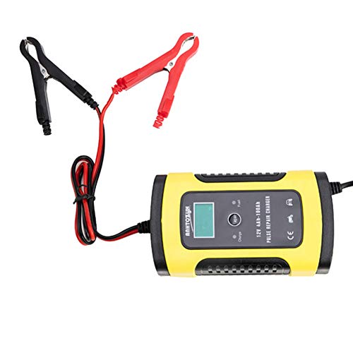 12V 6A Vollautomatisches Intelligentes Ladegerät mit LCD Bildschirm und Intelligenter Mehrfachschutz Batterie-Desulfator für Autobatterie