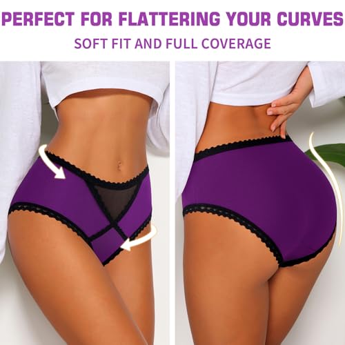Image of Eiggam Women's Cotton Bikini Panties,High-Cut Full Coverage Stretch Cool Underwear for Women