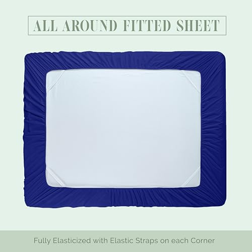 Elegant Comfort Luxury 1500 Premium Hotel Quality Microfiber 4-Piece Sheet Set- Soft, All Around Elastic 18-24 Inches Deep Fitted Sheet - Extra Deep Pocket Sheets, Queen, Royal Blue