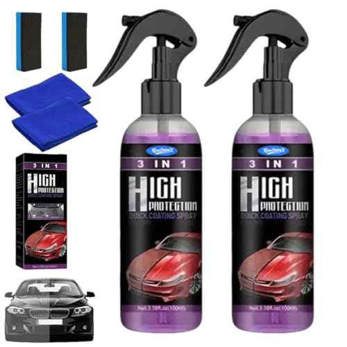 Kicklo Spray Di Rivestimento Ceramico Rapido 3 in 1 per Auto, Lucentezza E Protezione, Spray Sigillante Rapido per Vernice, Cera Protettiva Multifunzionale per La Riparazione(2pcs)