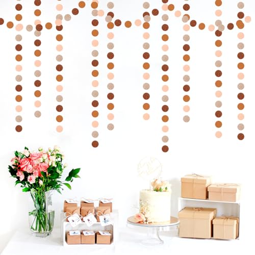 Image of Boho Brown Rose-Gold Party-Decorations Streamers-Garland - 52ft Fall Birthday Hanging Paper Banner,Autumn Baby Bridal Showe Neutral Burgundy Wedding Bachelorette Decor Hugfond