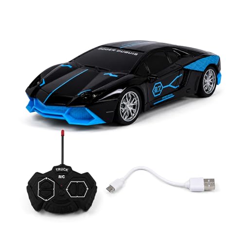 Image of Wishkey Remote Control Car Toy Super High Speed Racing Car with Stylish Looks & Modern Design,RC Vehicle Toy for Kids Age 4+ Years Black-Blue, (Pack of 1)