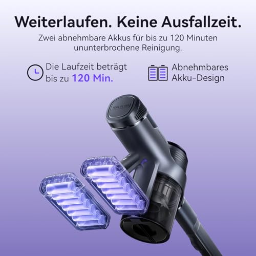 NARWAL V40 Station Akku Kabelloser Staubsauger, mit Selbstreinigung Auto Ladestation, 28000PA / 220AW, 120 Min Laufzeit… – Ansicht 4