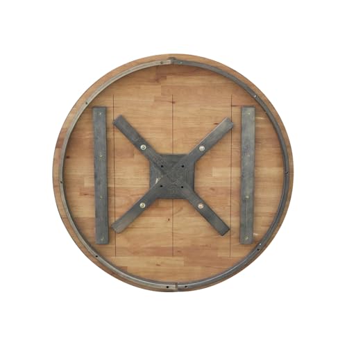 HomeStock Island Interiors 36-in Round Top Pedestal Table with 12-in Leaf - Dining Height, Distressed Hickory/Stone Finish, Parawood Construction, Perfect for Family Meals