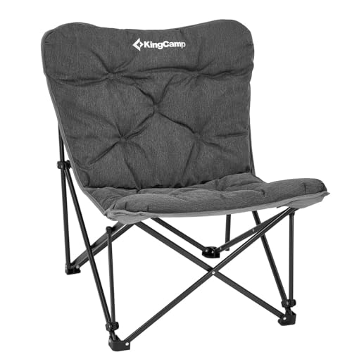 KingCamp Luxury Camping Chairs for Adults Heavy Duty Padded Oversized folding chair luxury with Washable Seat Portable Carry Bag,Comfy Moon Chair for Outdoor Indoor Garden Picnic,Loadable 136kg,GREY KingCamp Luxury Camping Chairs for Adults Heavy Duty Padded Oversized folding chair luxury with Washable Seat Portable Carry Bag,Comfy Moon Chair for Outdoor Indoor Garden Picnic,Loadable 136kg,GREY