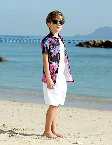 Ahegao Boys Tropical Hawaiian Shirt Novelty Palm Tree Graphics Luau Shirts For Kids Button Down Short Sleeved Collar Polo Tshirts Youth Fancy Black Graffiti Tops 9-10 Years Old Child Plaid Casual thumb #2