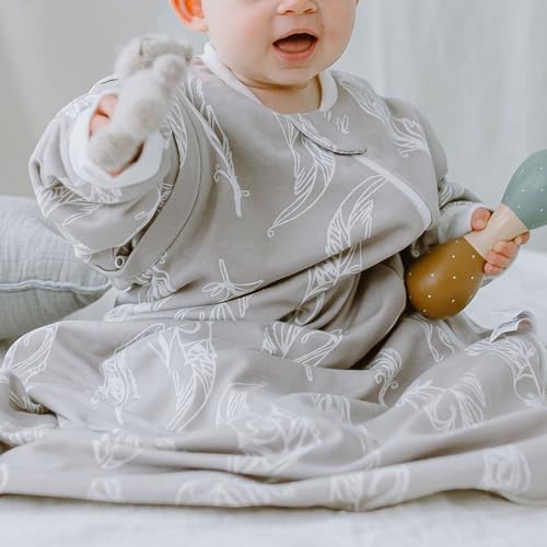 Image of Nest Designs Organic Cotton Removable Long Sleeve Sleep Bag | 1.0 TOG | Ideal for Sensitive Skin