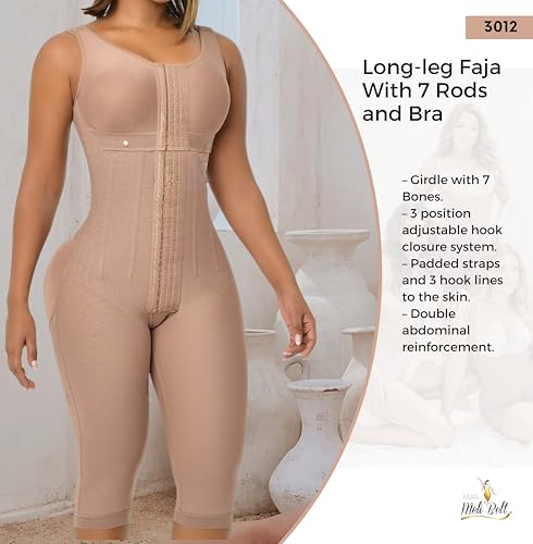 Image of Melibelt 3012 Fajas Colombianas Reductoras Y Moldeadoras Shapewear For Women with 7 Rods and Bra