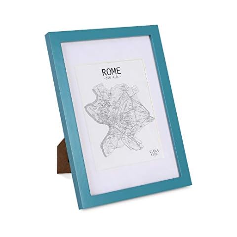 Classic by Casa Chic - Solid Wood A4 Photo Frame - Mount for 6x8 inch (15x20 cm) Picture or Certificate - Tempered Glass - Teal Cover