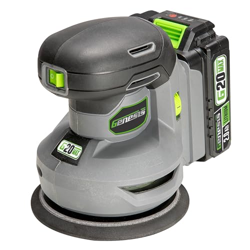 Genesis G20MAX Cordless Orbital Sander 20V 5 in. with Dust Bag, 6000 to 12,000 OPM Sandpapers, Battery, and Charger (GLROS20B) thumbnail 2