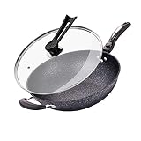 OOMRNV Antihaft-Topf Wok Verschleißfeste Wang Antihaft-Pfanne Ohne Ölige Dunstpfanne Schnelles Und Gleichmäßiges Kochen,Black-32cm