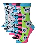 Tipi Toe Women's 6-Pairs Colorful Funky Patterned Crew Dress Socks