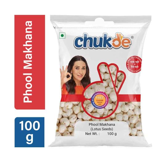 Image of Chukde Roasted Phool Makhana - Fox Nuts - 200 Gram (100 Gm x 2) Low-Calorie, Rich in Protein, Antioxidants, and Heart-Healthy Snack. Ideal for Sabzi, Kheer, Pilaf, and Curries.