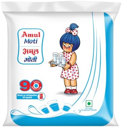 Amul Moti Homogenized Toned Milk, 450 Ml Pouch