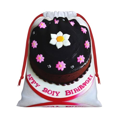 XZDCAL Bolsa de almacenamiento de felpa con cordón para tartas de chocolate negro para festivales y uso diario