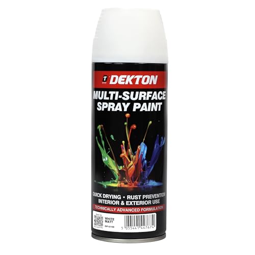 DEKTON Quick-Dry Aerosol Spray Paint Interior And Exterior Usage White Matt for Metal Wood and Plastic |Rust Prevention|Ideal for Fixtures Furnitures Components Projects