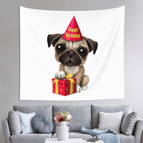 Grande tapisserie Happy Birthday Carlin 152x130 cm idée cadeau anniversaire