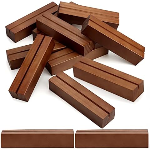 Aboofx 12 Packs Wooden Place Card Holders, Rustic Wood Acrylic Sign Holders Table Numbers Display Stands Card Display Stands for Wedding Dinner Home Party Events Decoration Cover