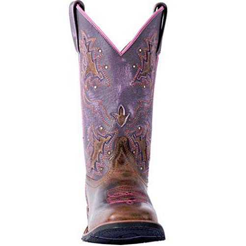 Laredo Womens Lola Square Toe Dress Boots Mid Calf Low Heel 1-2" - Brown, Purple - Size 6 B #TOP5