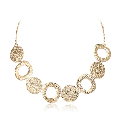 Collier en or pour femme bijou vintage pour l'été collier épais métal martelé