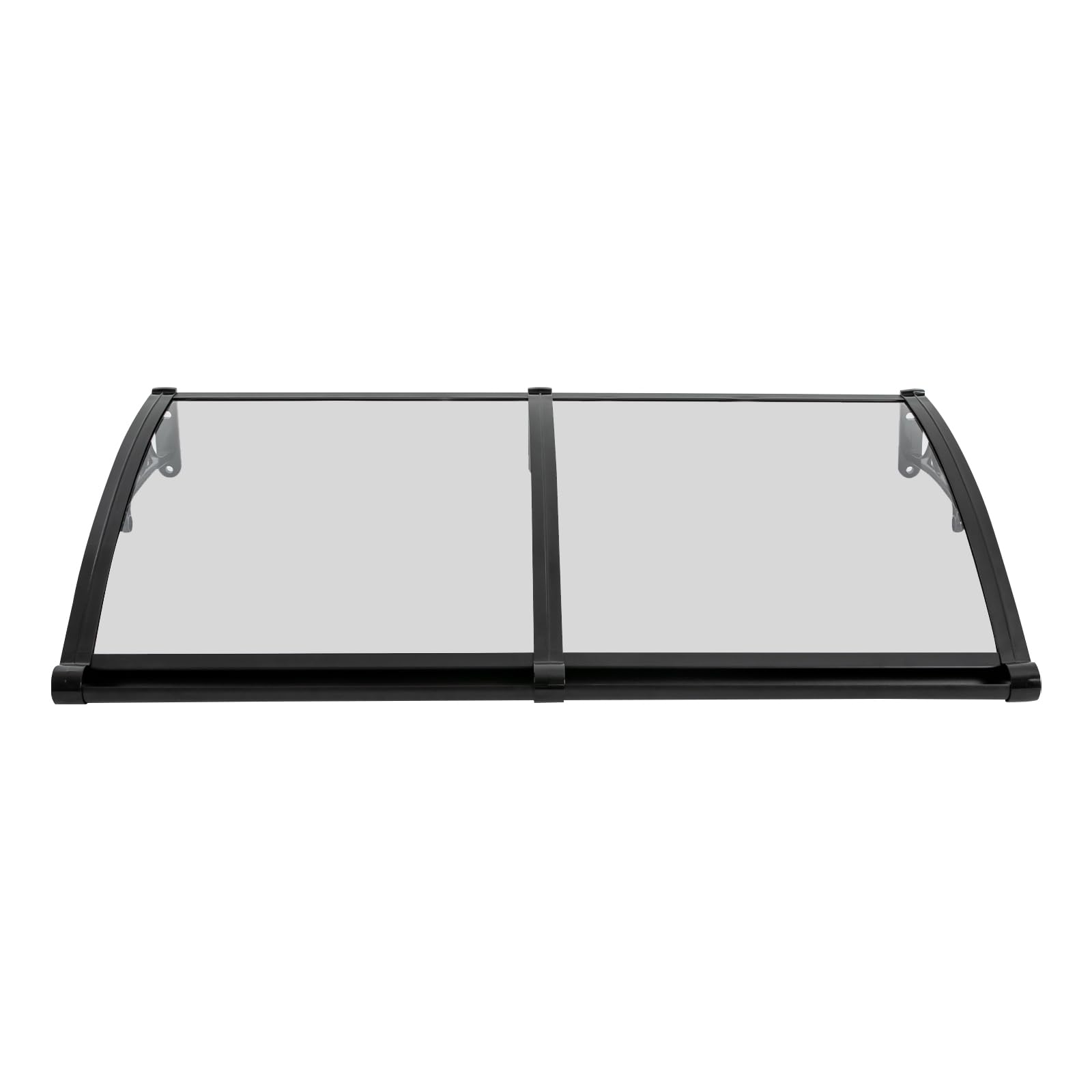 Vordach für Haustür 120x60 cm Überdachung Haustür aus Aluminium Legierung Türdach für Draußen Regenschutz Türvordach für Sonnenschutz Pultvordach für Tür Eingang Hauseingang (Klar+Schwarz)