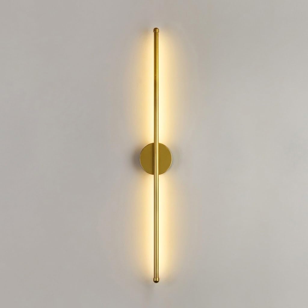 COSRUB Modern Linear LED Wall Sconce, Long Strip Wall Lamps Fixture Minimalist Slim Straight Bar Wall Washer Light for Living Room Hallway Stairs Aisle(Gold(6000K),80cm/31.49in)