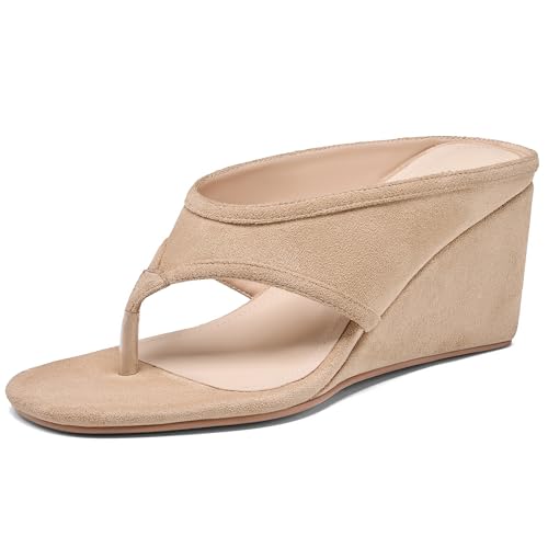 Image of Women's Wedges Heeled Slippers Fabric Heels Slip on Comfy Evening Dress Woven Sandals Square Toe Shoes for Women 3.3 inch Heels