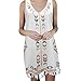 CHAOEN Le donne una linea abito corto mini abito senza maniche nappa frangia estate scollo a V caldo Boho Slim donne abiti sciolti, bianco, XL