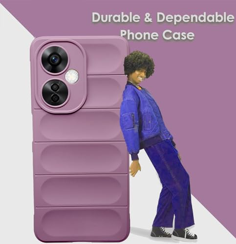 Image of A rtistque Liquid Silicone Stripes Back Cover Case for Oneplus Nord CE 3 Lite 5G | with Camera Protection | with Inner Fabric | Anti Slip Grip | AirBag Case - Purple